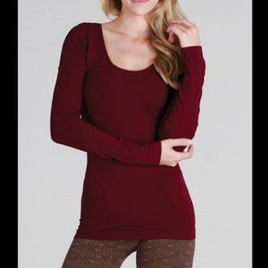 New Burgundy Red Scoop Neck Ultra Soft and Stretch Top